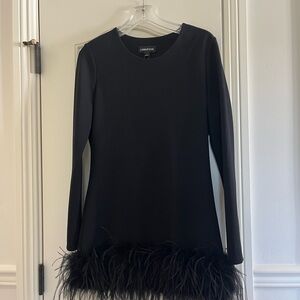 Lamarque Elegant Black Dress with Feather Detail large